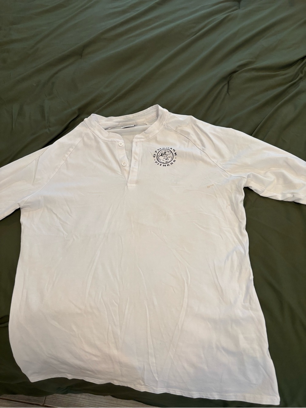 Gymshark White Long-Sleeve Henley with Small Chest Emblem